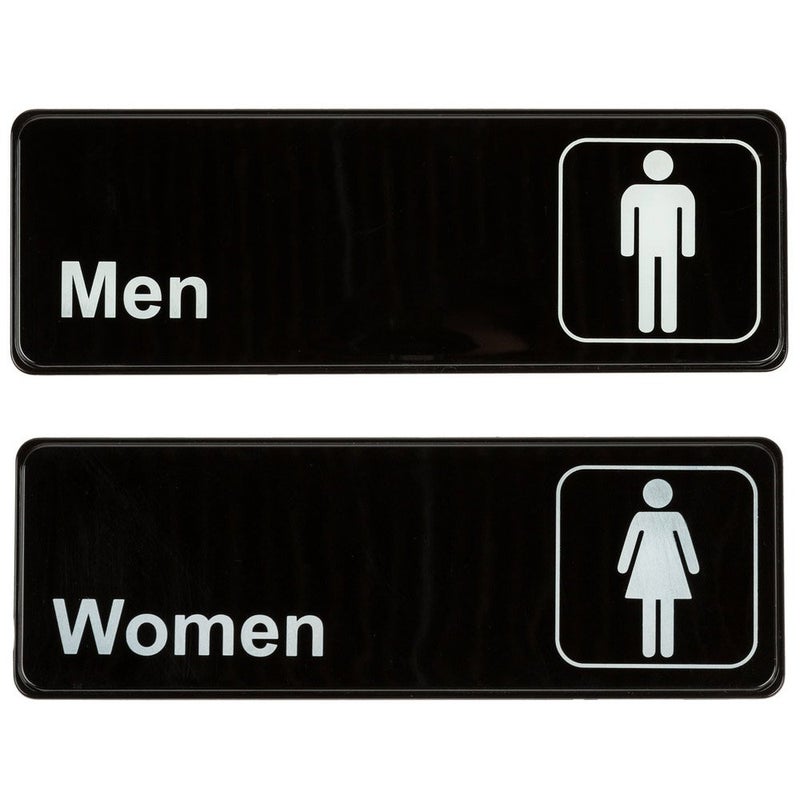 AborenCo Men and Women Restrooms Commercial Signs Set Toilet Door Plates for Business Restaurant, 3" x 9" - Image 4