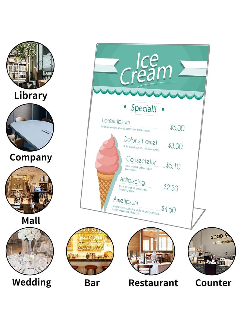 TPGP A5 Acrylic Sign Holder,5 Pack L-Shape Vertical Slant Back A5 Perspex Display Stands, A5 Acrylic Poster Menu Holder, Clear Plastic Display Holders Stands for Table Restaurant Hotel Documents Office - Image 5