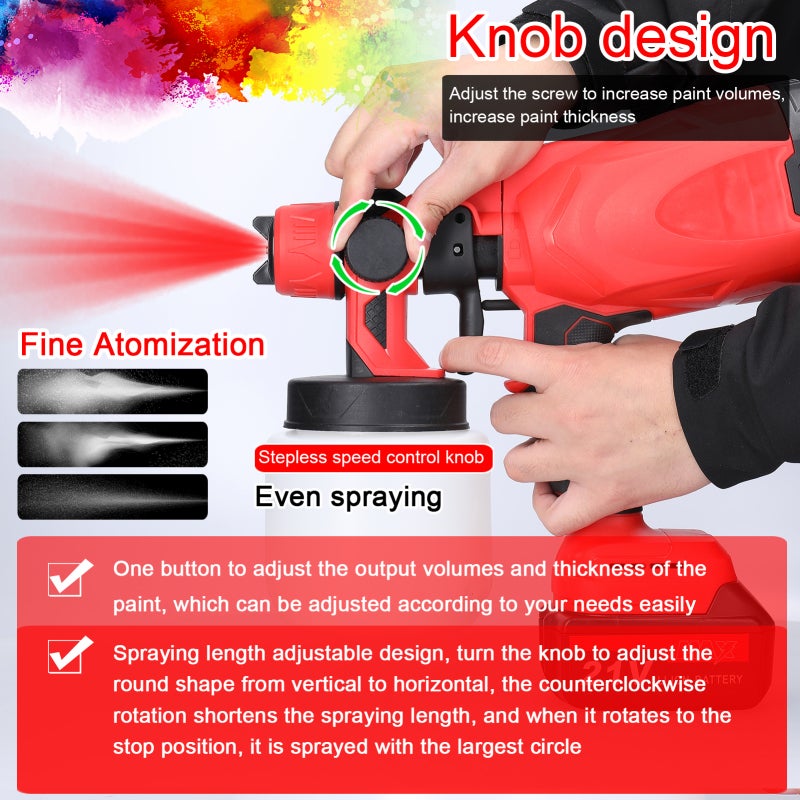 Electric Sprayer 800ml Large Capacity Handheld 21V Paint Sprayer - Low Noise High Rotation Speed Premium Motor for Home DIY - Image 5
