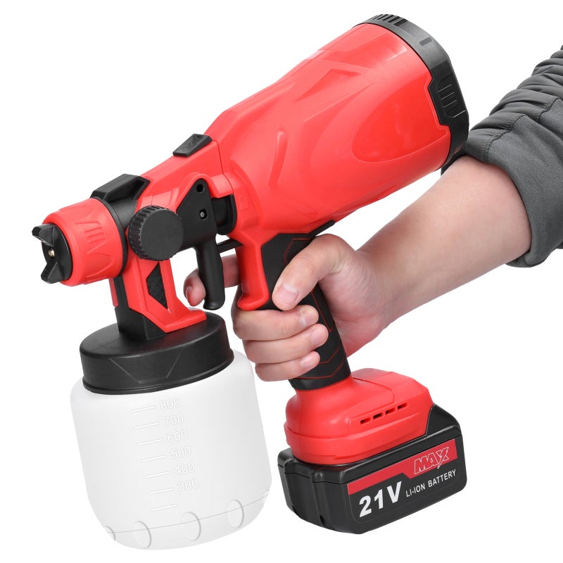 Electric Sprayer 800ml Large Capacity Handheld 21V Paint Sprayer - Low Noise High Rotation Speed Premium Motor for Home DIY - Image 2