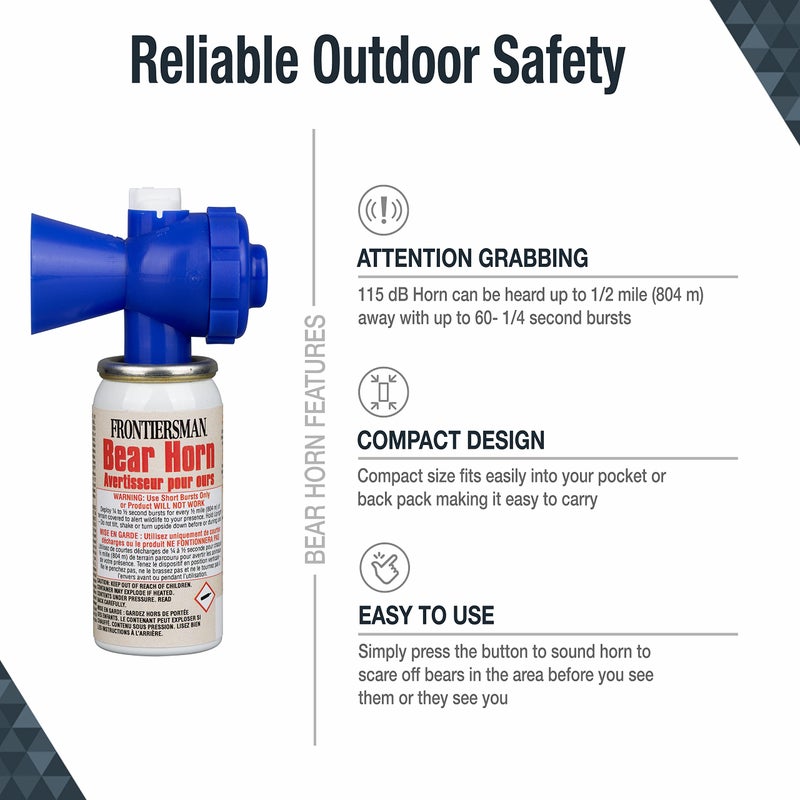SABRE Frontiersman Bear Horn, Extremely Loud 115dB Sound Heard Up to ½ Mile (805 m) Away, 60 1/4-Second Bursts, Warn Bears & Give Them a Chance to Leave, On/Off Feature, Compact Size for Easy Carry - Image 2