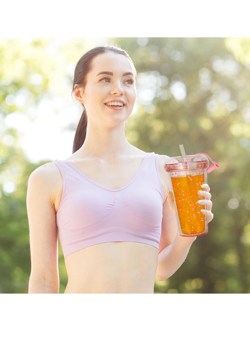 كابتن تيك Double-Walled Straw Drinking Cup, 420ml Reusable Coffee Cup with Lid and Straw for Juice, Coffee, Smoothies, Latte, Macchiato, Whiskey, Ideal Gift - Image 2