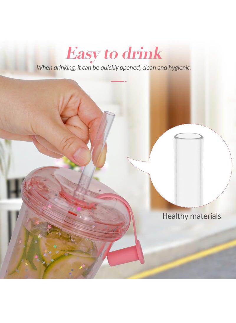 كابتن تيك Double-Walled Straw Drinking Cup, 420ml Reusable Coffee Cup with Lid and Straw for Juice, Coffee, Smoothies, Latte, Macchiato, Whiskey, Ideal Gift - Image 4