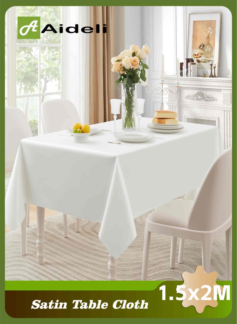Aideli Table Cloth Rectangle Satin 150×210 cm – Washable Wedding Party Banquet Home Dinner - Image 1