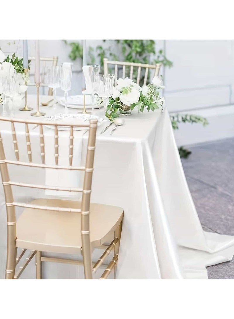 أديلي مفرش طاولة ساتان مستطيل 150×210 سم – قابل للغسل لحفلات الزفاف والعشاء والولائم وتزيين المنزل - Image 3