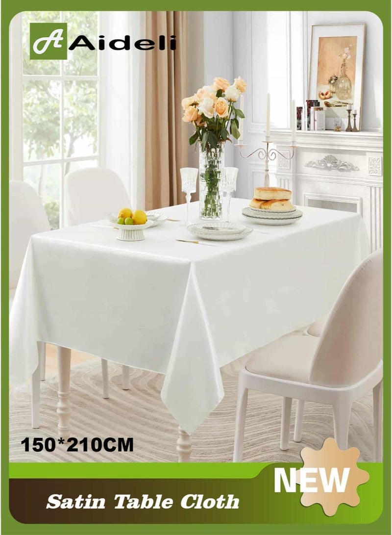 أديلي مفرش طاولة ساتان مستطيل 150×210 سم – قابل للغسل لحفلات الزفاف والعشاء والولائم وتزيين المنزل - Image 1