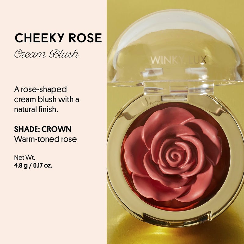 Winky Lux Cheeky Rose Cream Blush â€“ High Pigment, Weightless Color for Cheeks, Effortlessly Blendable Makeup with Vitamin E, Warm Toned Rose, Crown - Image 2