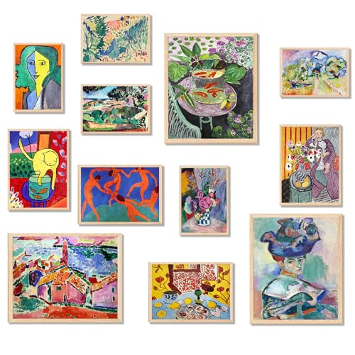 KBKBART Matisse Wall Art Prints Set of 12 Matisse Eclectic Wall Decor Colorful Abstract Painting Wall Decor Aesthetic Minimalist Vintage Gallery Canvas Paintings Eclectic Home Decor Unframed - Image 1