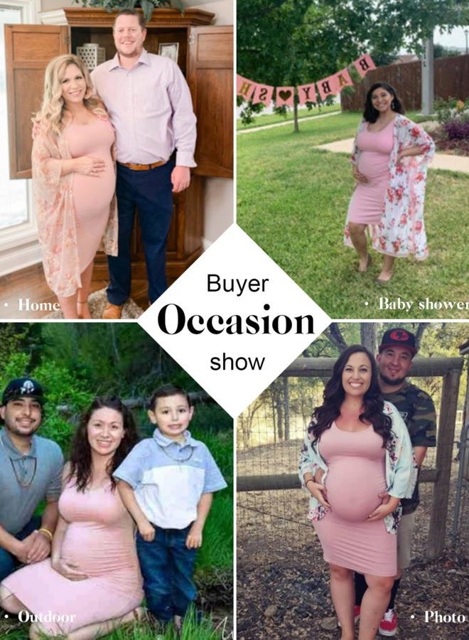 Liu & Qu Women's Maternity Sleeveless Tank Dresses Side Ruching Bodycon Dress for Daily Wearing or Baby Shower, 3.dark Pink, M - Image 3