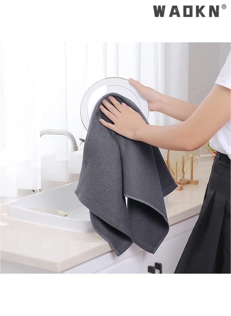 WAOKN 4-Piece Cotton Waffle Weave Kitchen Dish Cloths & Tea Towels Set - Ultra-Soft, Super Absorbent, & Rapid Drying for Everyday Use（34x34CM，Blue） - Image 4