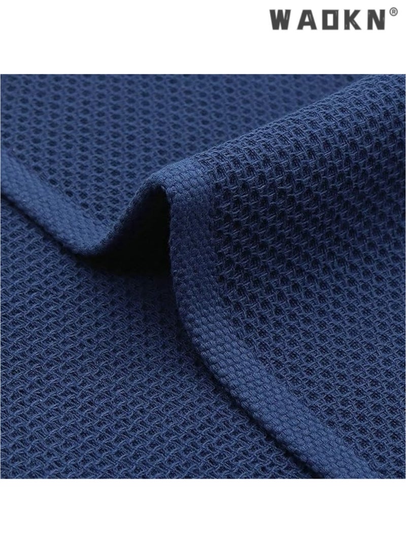 WAOKN 4-Piece Cotton Waffle Weave Kitchen Dish Cloths & Tea Towels Set - Ultra-Soft, Super Absorbent, & Rapid Drying for Everyday Use（34x34CM，Blue） - Image 2