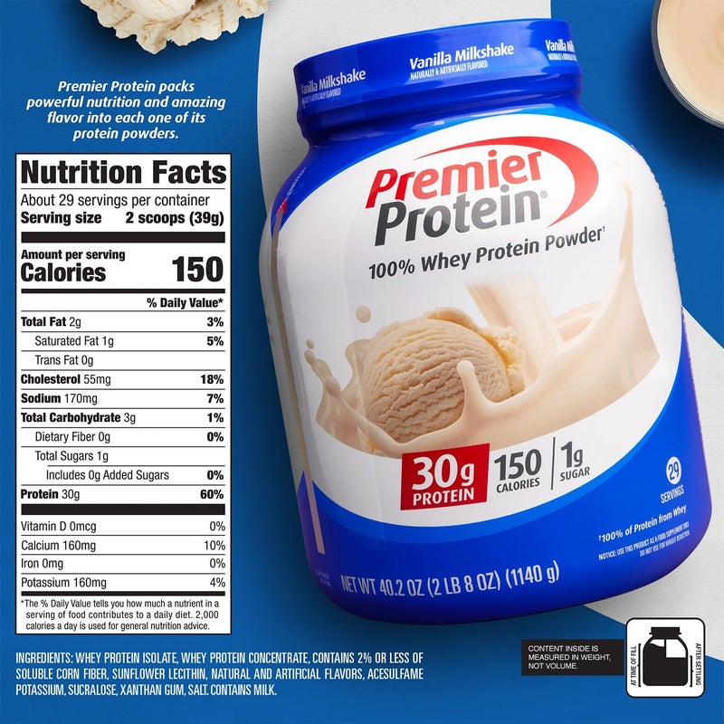 Premier Protein Protein Powder 30g Protein 1g Sugar No Soy Ingredients Gluten Free Vanilla Milkshake 29 Servings 402oz - Image 4