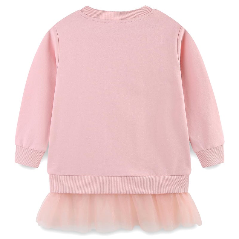 Bumeex Kids Little Girls Sweatshirts Clothes Outfits Cotton Cute Long Sleeve Pullover Casual Shirt With Tulle Hem Tops Outfits Tunic Clothing for Daily School Playwear Pink Ballerina Mouse Size 6 - Image 2