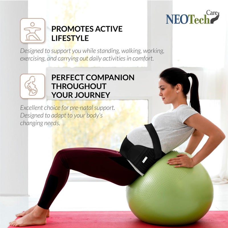 NeoTech Care حزام الحمل نيوتيك كير، حزام الأمومة، دعم الظهر/البطن/الخصر/الحوض (المقاس L، لون أسود) - Image 4