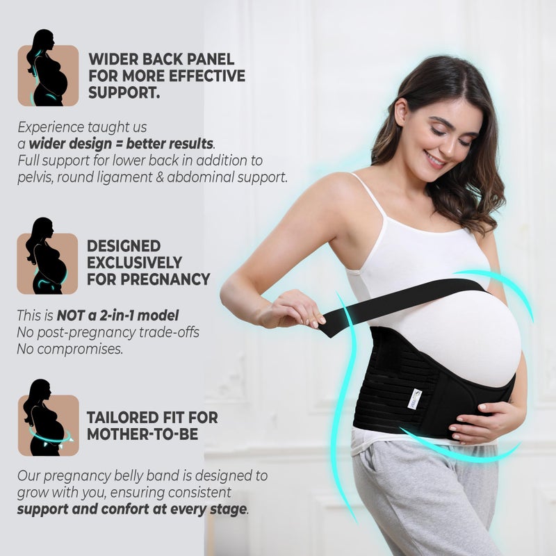 NeoTech Care حزام الحمل نيوتيك كير، حزام الأمومة، دعم الظهر/البطن/الخصر/الحوض (المقاس L، لون أسود) - Image 3