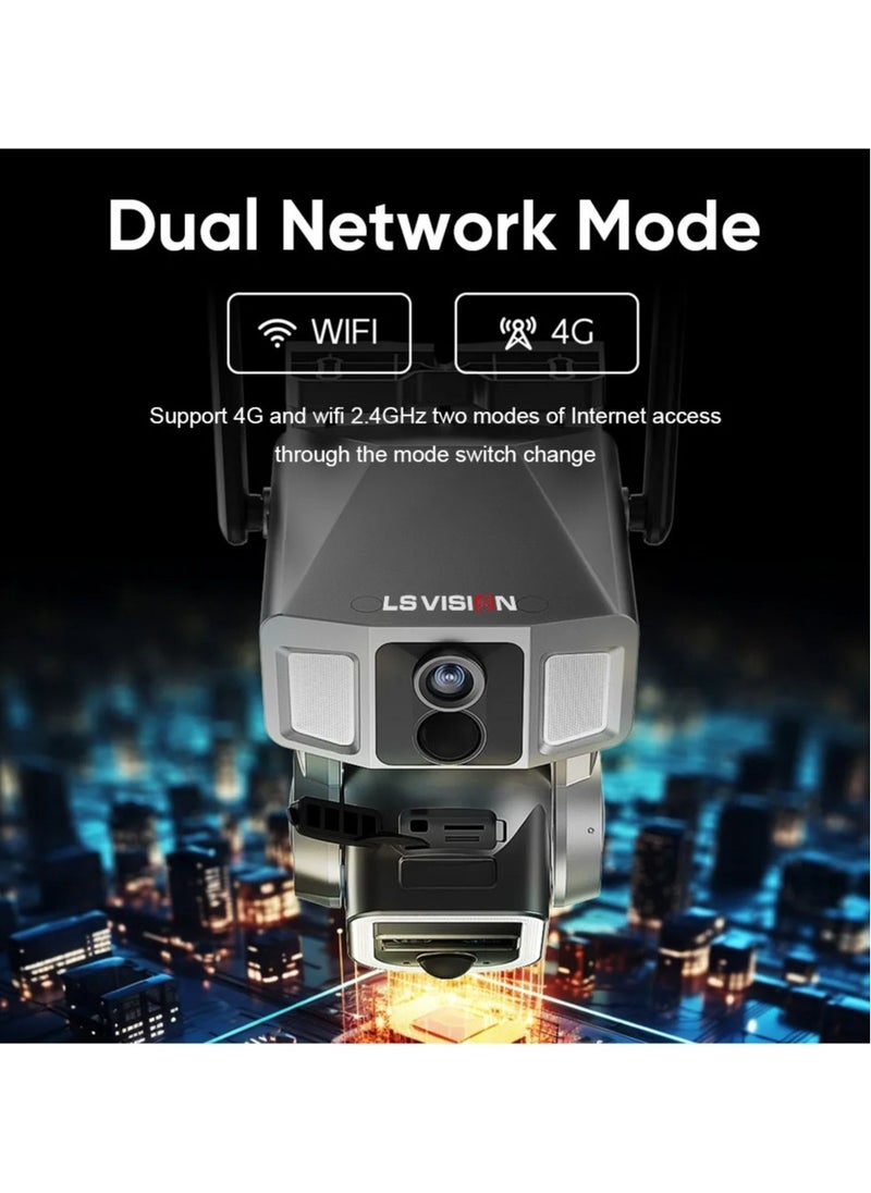 LS Vision LS VISION 12MP 6K 10X Zoom Dual Screen Solar Camera Outdoor 4G/WiFi 2 In 1 Three Lens Dual PIR Detection Auto Tracking CCTV Cam  - Image 4