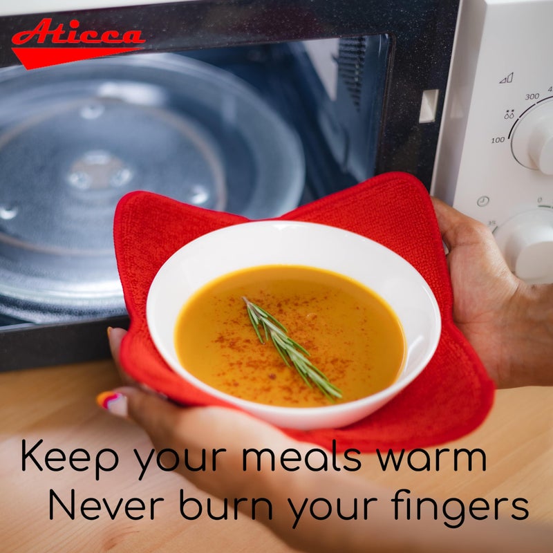 Aticca Microwave Bowl Cozy Holders for Hot Food Set of 4 Hot Pads for Bouillon Cups Multipurpose Heat Proof Plate Holder - Image 2