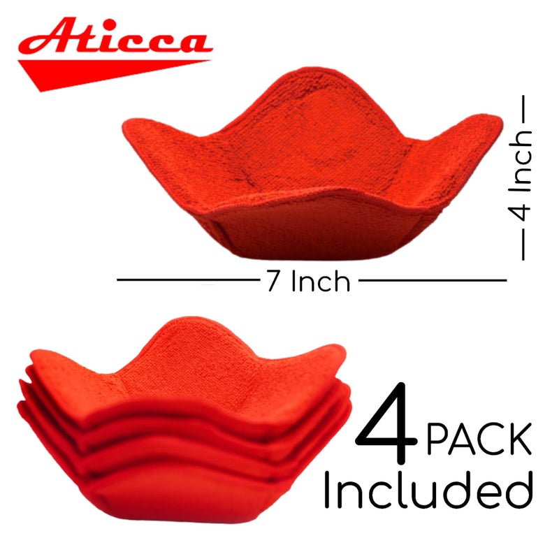 Aticca Microwave Bowl Cozy Holders for Hot Food Set of 4 Hot Pads for Bouillon Cups Multipurpose Heat Proof Plate Holder - Image 3