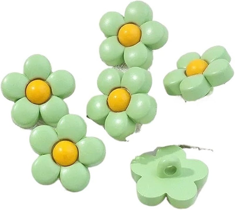 أزرار خياطة خضراء فاتحة 500 قطعة زهور حرف يدوية لتزيين الملابس والأثاث - Image 2