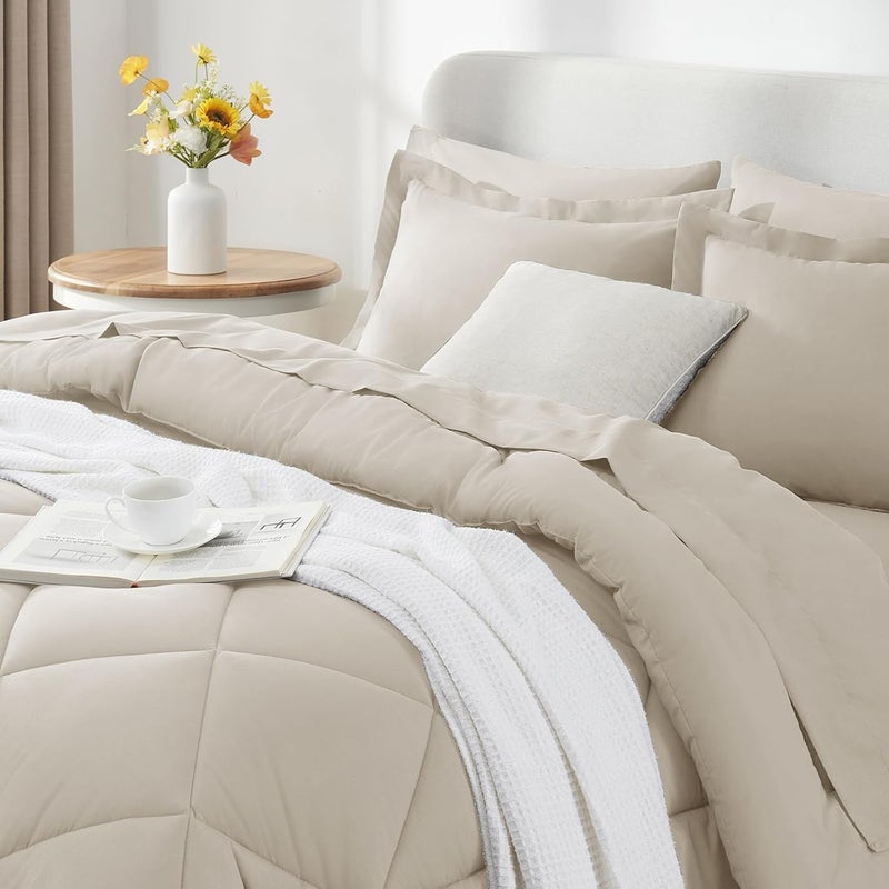 Fiber Quilt Set - Consists of a Quilt and 2 Pillowcases 50 * 70 (beige, 180X230) - Image 4