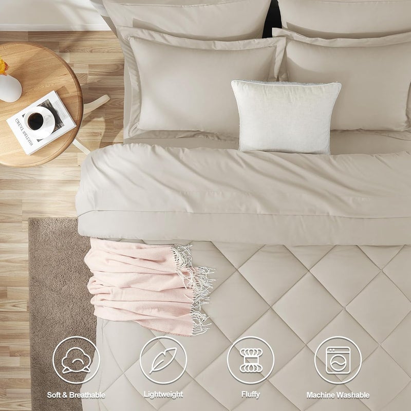 Fiber Quilt Set - Consists of a Quilt and 2 Pillowcases 50 * 70 (beige, 180X230) - Image 2
