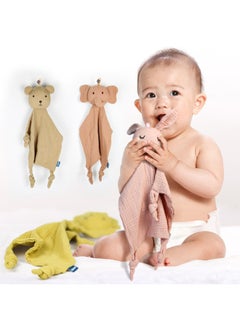 Generic Newborn Baby Double-layer Cotton Gauze Annuity Soothing Toy Entrance Sleeping Doll Elephant Gauze Square-Color:Pink Rabbit-Specifications:OPP Packaging  - Image 3