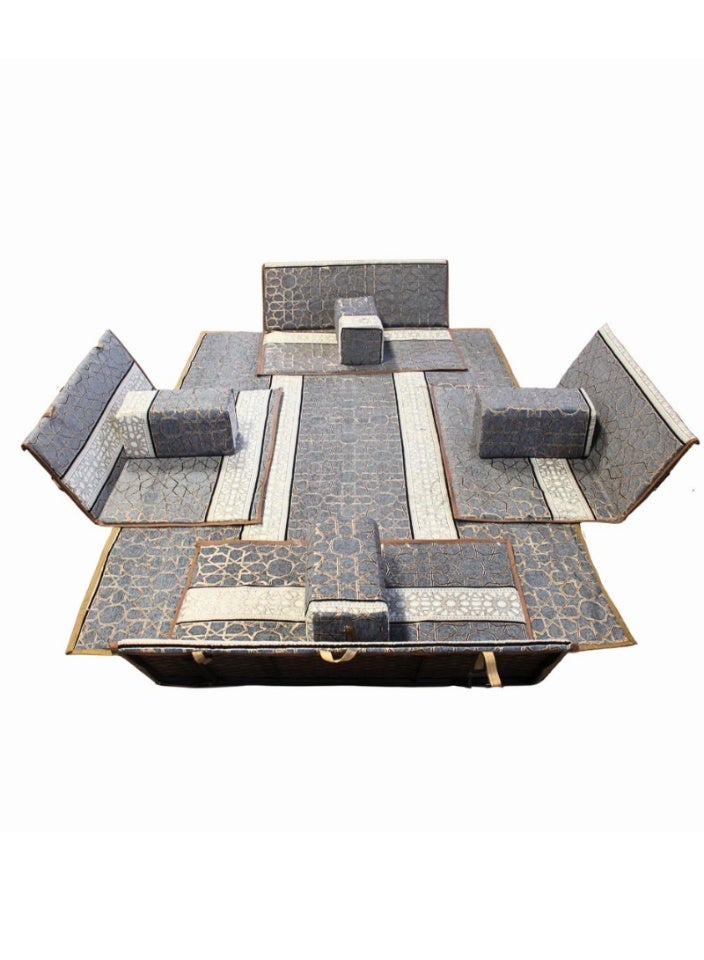 سمارت هوم طقم جلسة أرضية 9 قطع – فرشة أرضية مقاس 300×200 سم مع 4 كراسي أرضية مقاس 120 سم لشخصين و4 مراكي مريحة، جلسة عربية عصرية للمنزل والاستقبال - Image 1