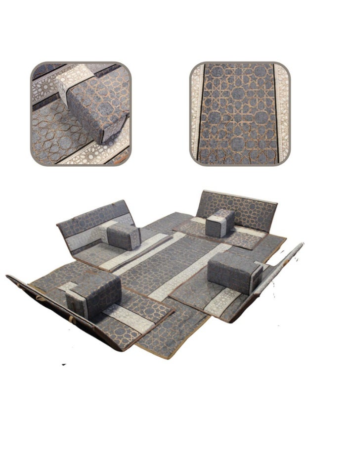 سمارت هوم طقم جلسة أرضية 9 قطع – فرشة أرضية مقاس 300×200 سم مع 4 كراسي أرضية مقاس 120 سم لشخصين و4 مراكي مريحة، جلسة عربية عصرية للمنزل والاستقبال - Image 3