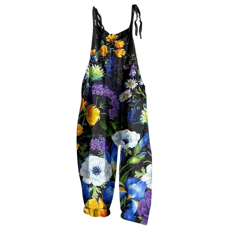 2025 Women'S Fashion Loose Round Neck Digital Printing Jumpsuit - Image 4
