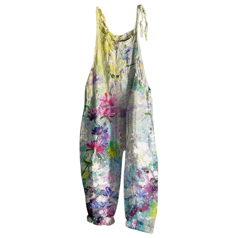 2025 Women'S Fashion Loose Round Neck Digital Printing Jumpsuit - Image 5