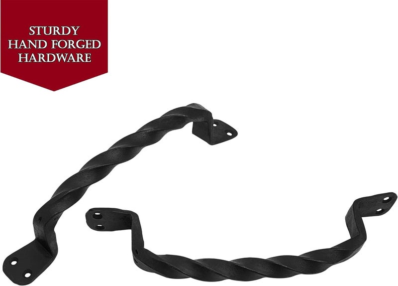 SaKeGa Mystic Colonial Cast Iron Twisted Door Handles – Set of 2 Handforged Rustic Pulls for Gate, Shed, Fence, Garage & Windows – Vintage Black Iron Hardware, 23 cm - Image 1