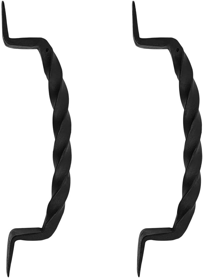 SaKeGa Mystic Colonial Cast Iron Twisted Door Handles – Set of 2 Handforged Rustic Pulls for Gate, Shed, Fence, Garage & Windows – Vintage Black Iron Hardware, 23 cm - Image 4