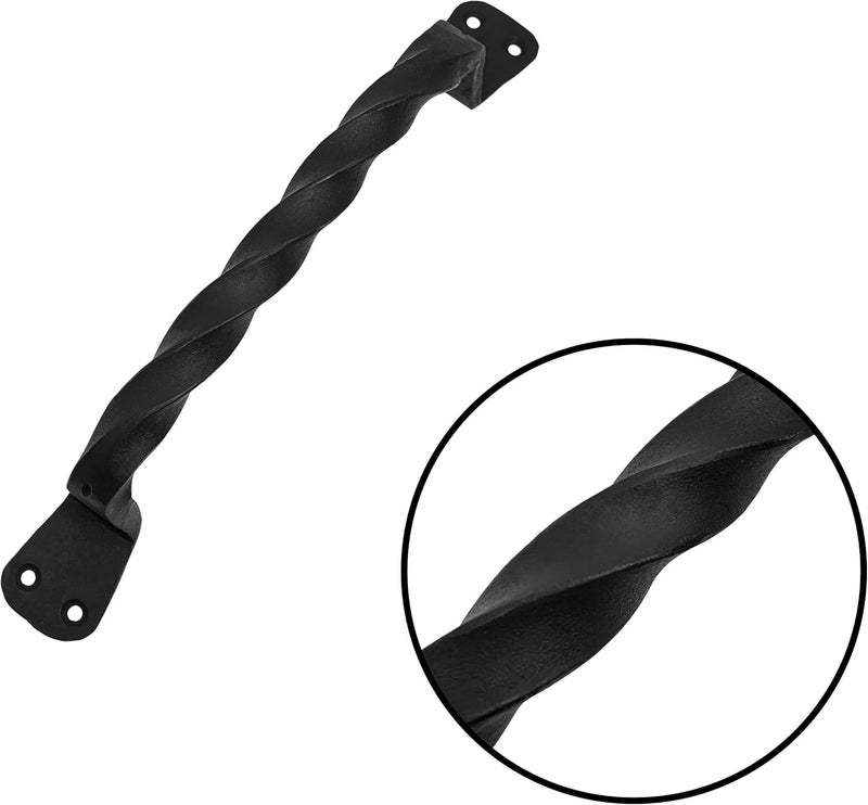 SaKeGa Mystic Colonial Cast Iron Twisted Door Handles – Set of 2 Handforged Rustic Pulls for Gate, Shed, Fence, Garage & Windows – Vintage Black Iron Hardware, 23 cm - Image 3