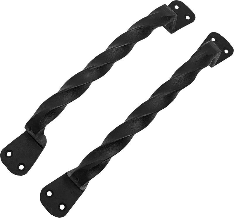 SaKeGa Mystic Colonial Cast Iron Twisted Door Handles – Set of 2 Handforged Rustic Pulls for Gate, Shed, Fence, Garage & Windows – Vintage Black Iron Hardware, 23 cm - Image 5
