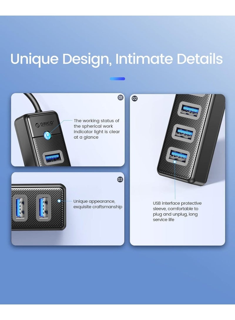 ORICO 7-Port USB Hub 3.0 with 1.64ft Extension Cable, 5Gbps Fast Data USB Splitter Transfer Multi USB Port Expander for Laptop, PC, Flash Drive, Printer, Mobile HDD - Image 2