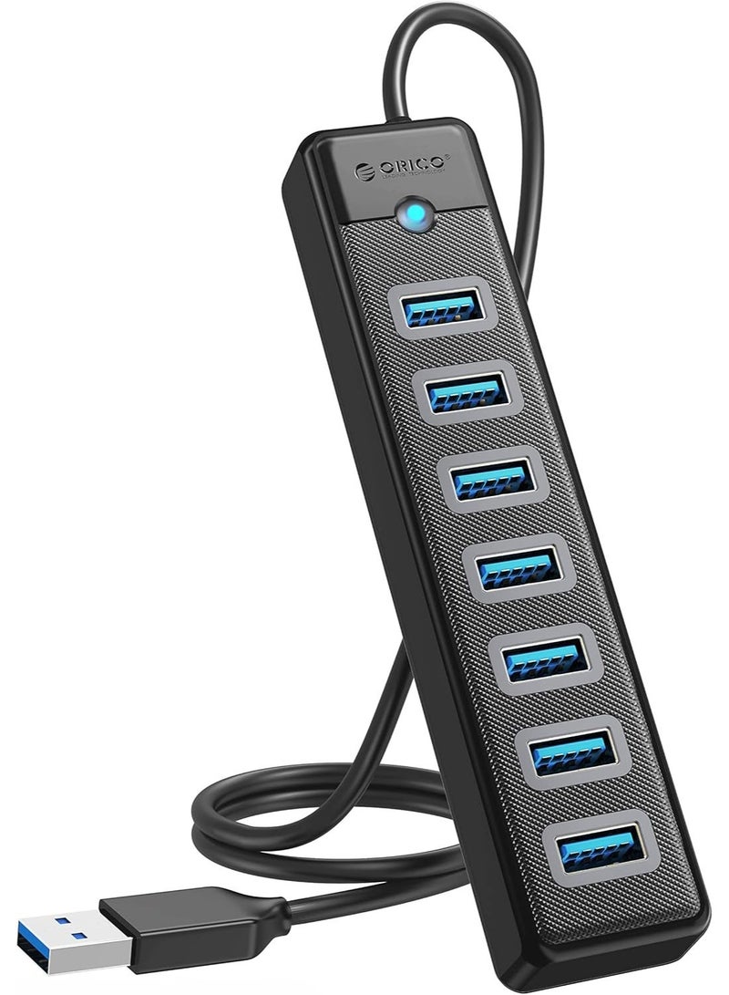 ORICO 7-Port USB Hub 3.0 with 1.64ft Extension Cable, 5Gbps Fast Data USB Splitter Transfer Multi USB Port Expander for Laptop, PC, Flash Drive, Printer, Mobile HDD - Image 1
