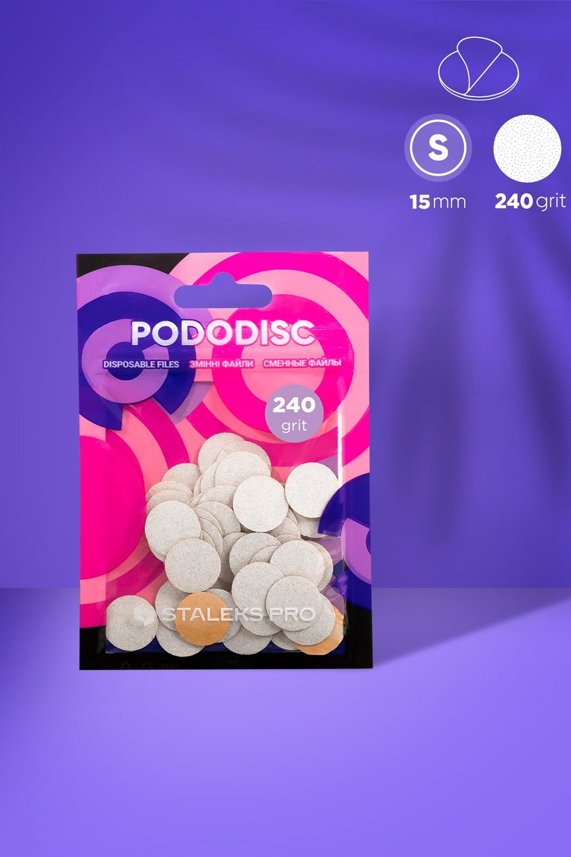STALEKS PRO Disposable white files for pedicure disc PODODISC S EXPERT 240 grit (50 pcs) - Image 1
