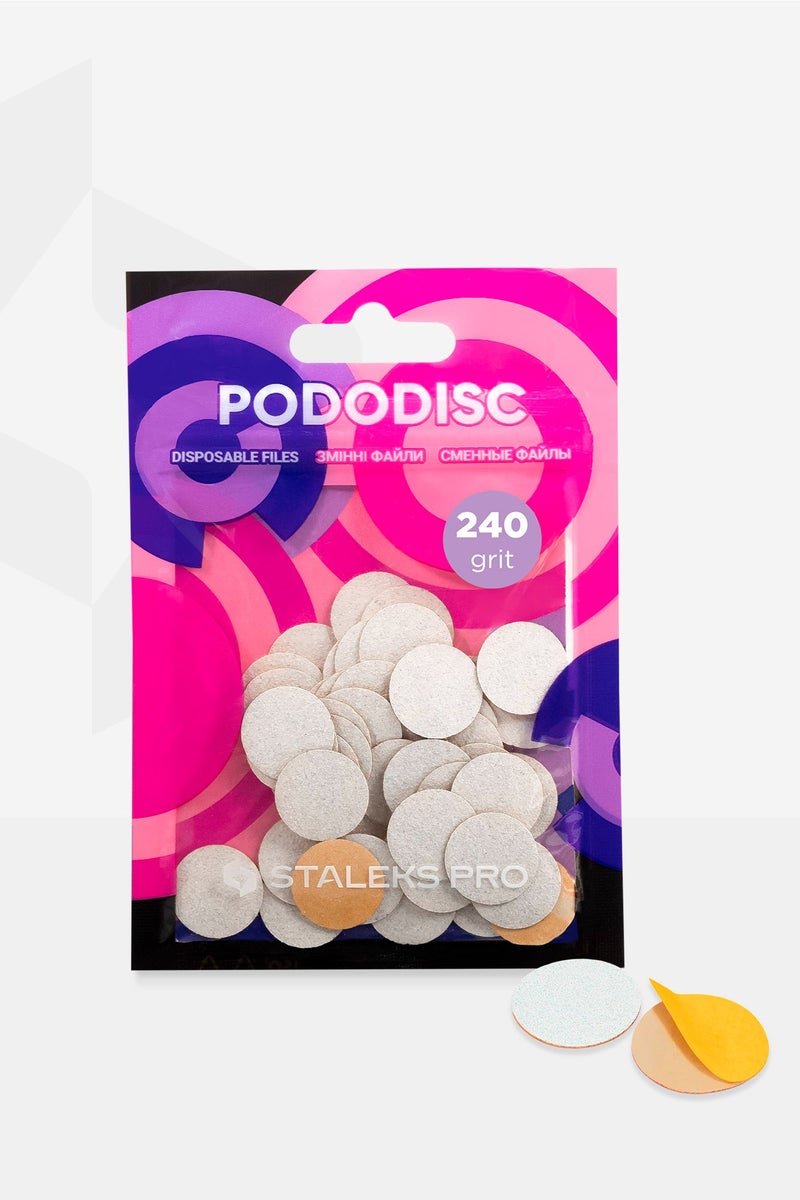 STALEKS PRO Disposable white files for pedicure disc PODODISC S EXPERT 240 grit (50 pcs) - Image 3
