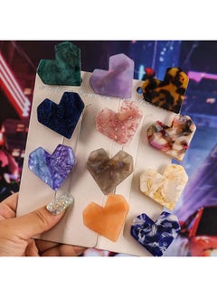 Luzen 12Pcs Acrylic Resin Heart Hair Clips Hair Barrettes Colorful Hair Styling Alligator Clips Bangs Hairpins Fashion Decorative Hair Accessories For Women And Girls Random Color  - Image 3