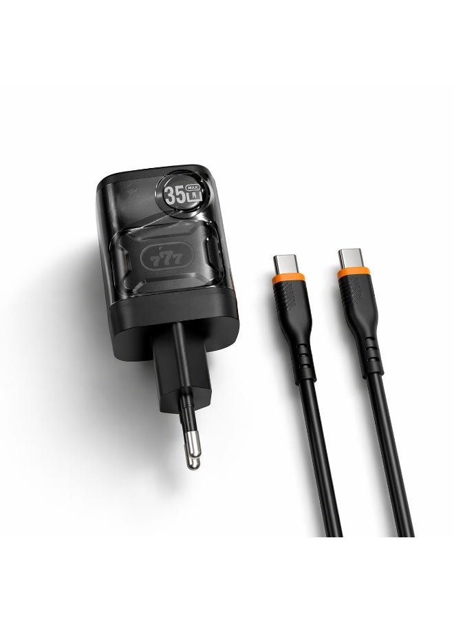 777 شاحن  MD-80 – شحن سريع 35 واط – منفذ Type-C – شحن توربو SUPER VOOC – يدعم PD 20 واط – مع كابل USB-C بطول 1 متر - Image 5