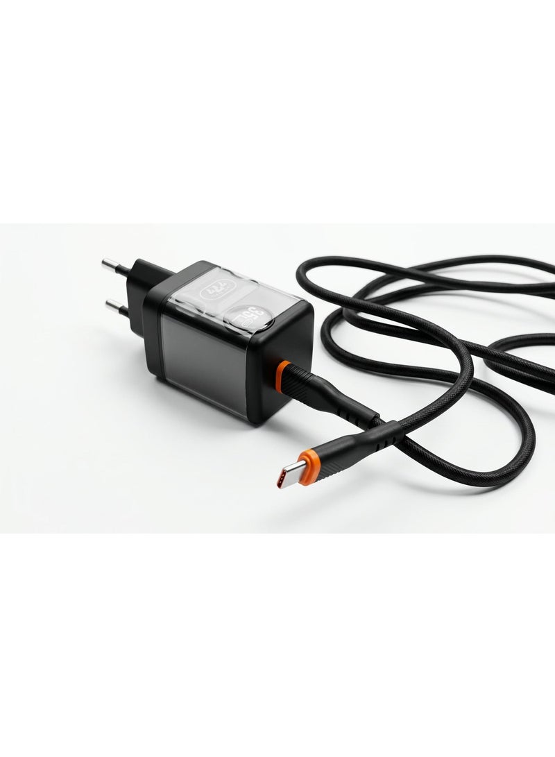777 شاحن  MD-80 – شحن سريع 35 واط – منفذ Type-C – شحن توربو SUPER VOOC – يدعم PD 20 واط – مع كابل USB-C بطول 1 متر - Image 1
