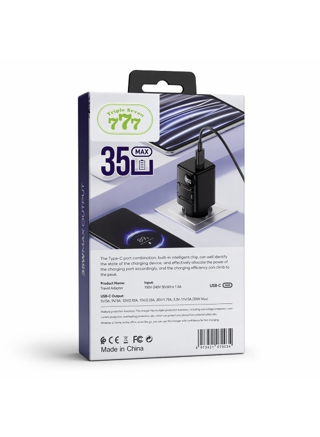 777 شاحن  MD-80 – شحن سريع 35 واط – منفذ Type-C – شحن توربو SUPER VOOC – يدعم PD 20 واط – مع كابل USB-C بطول 1 متر - Image 4