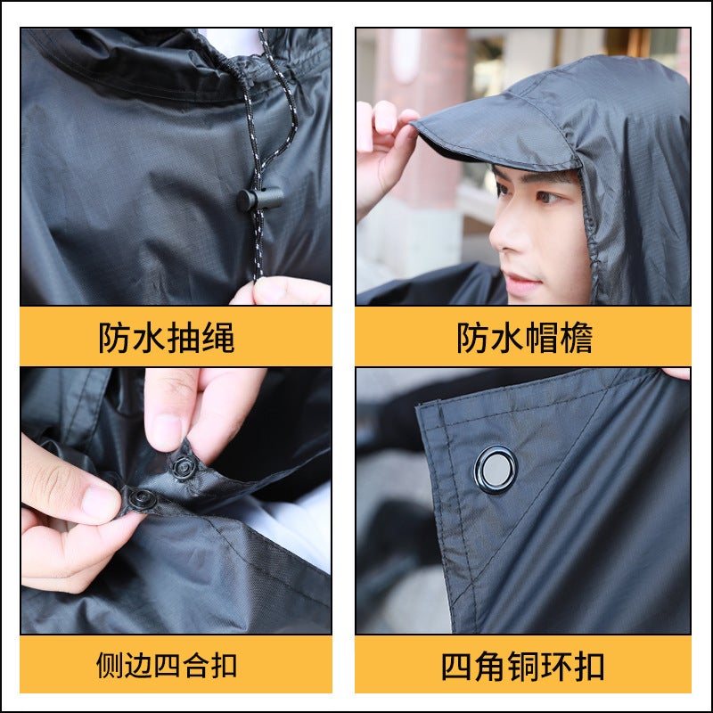 Three-In-One Cape Raincoat Outdoor Hiking Multifunctional Pu Polyester Taffeta Mountaineering Camping Hooded Poncho - Image 2