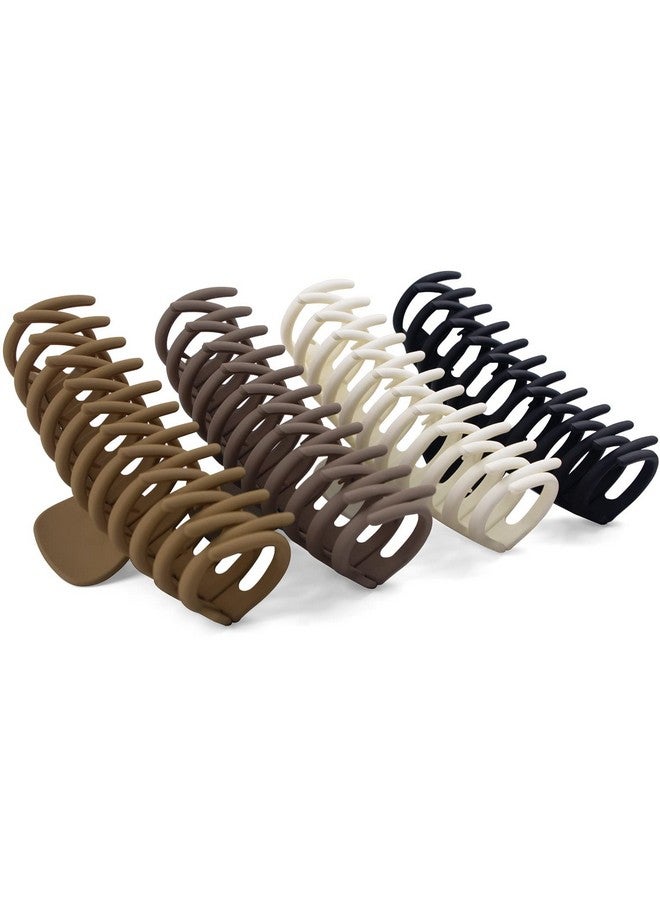 BIG BOX 4 pc Extra Large Claw Clips Hair Clips for Thick Hair and Long Hair, 4 Pack Xl Jumbo Claw clips, Oversized Matte Non-slip Hair Clips for Women, Big Strong Hold Jaw Clip (Neutral) - Image 1