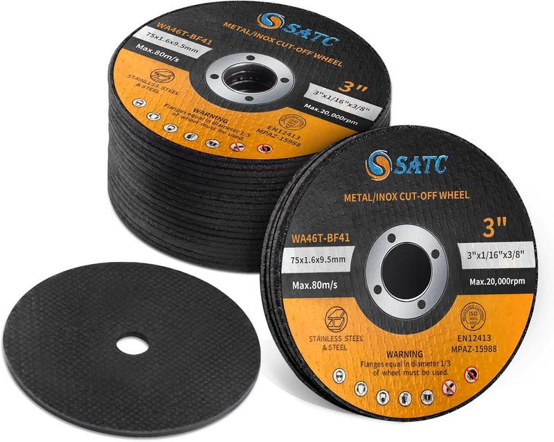 S SATC عجلة جلخ 25 قطعة عجلات قطع 3 بوصة عجلة قطع 3 × 1/16 × 3/8 بوصة تناسب أي جلاخة زاوية أداة هوائية - Image 1