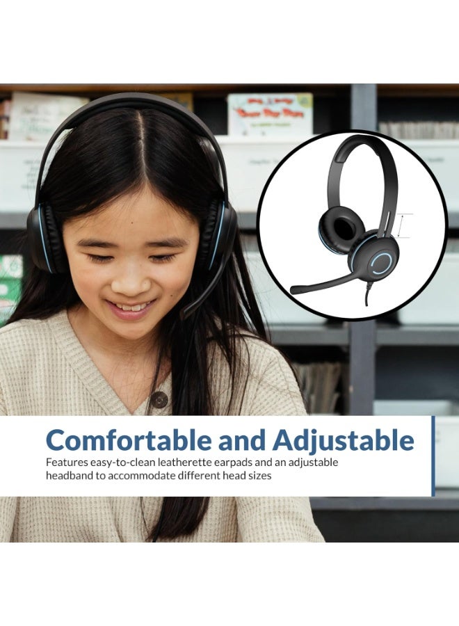 Cyber Acoustics سماعة رأس ستيريو USB من سايبر أكوستكس (AC-5008A) مع تحكمات مدمجة للصوت وكتم الميكروفون، ذراع ميكروفون قابلة للتعديل للكمبيوتر الشخصي وماك، مثالية للفصول الدراسية أو المنزل - Image 5