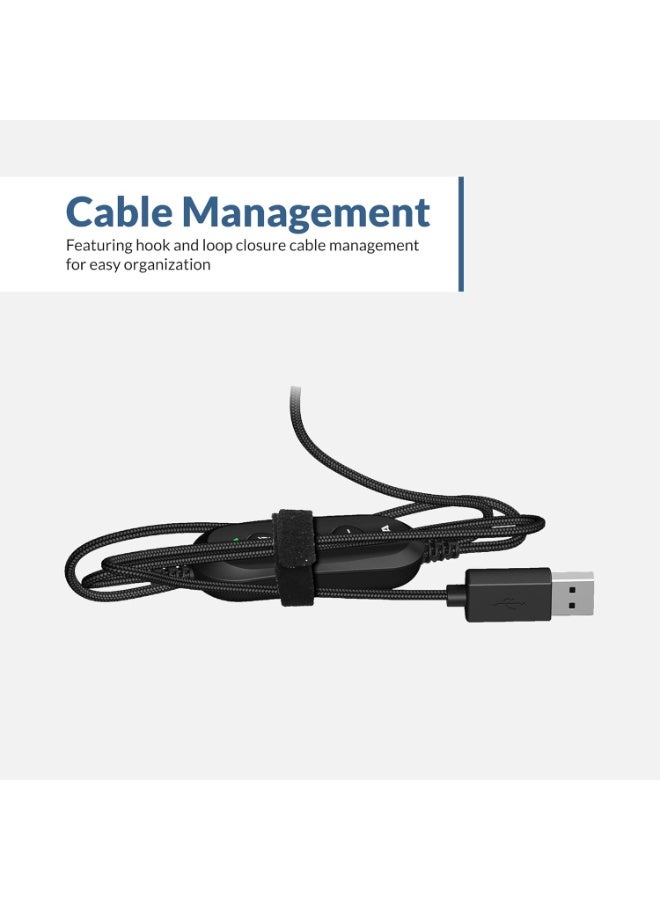 Cyber Acoustics سماعة رأس ستيريو USB من سايبر أكوستكس (AC-5008A) مع تحكمات مدمجة للصوت وكتم الميكروفون، ذراع ميكروفون قابلة للتعديل للكمبيوتر الشخصي وماك، مثالية للفصول الدراسية أو المنزل - Image 2