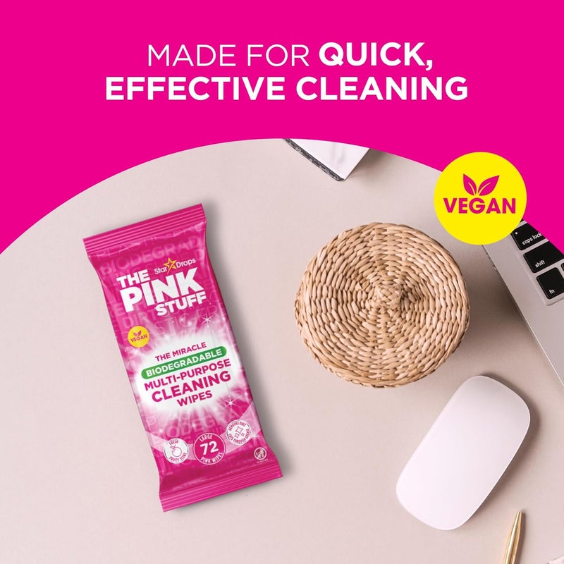 Stardrops The Pink Stuff Miracle Multi-Purpose Cleaning Wipes – 216 Count – Tough on Grease, Grime, and Dirt – All-Purpose Cleaner for Kitchen, Bathroom, and More - Image 2