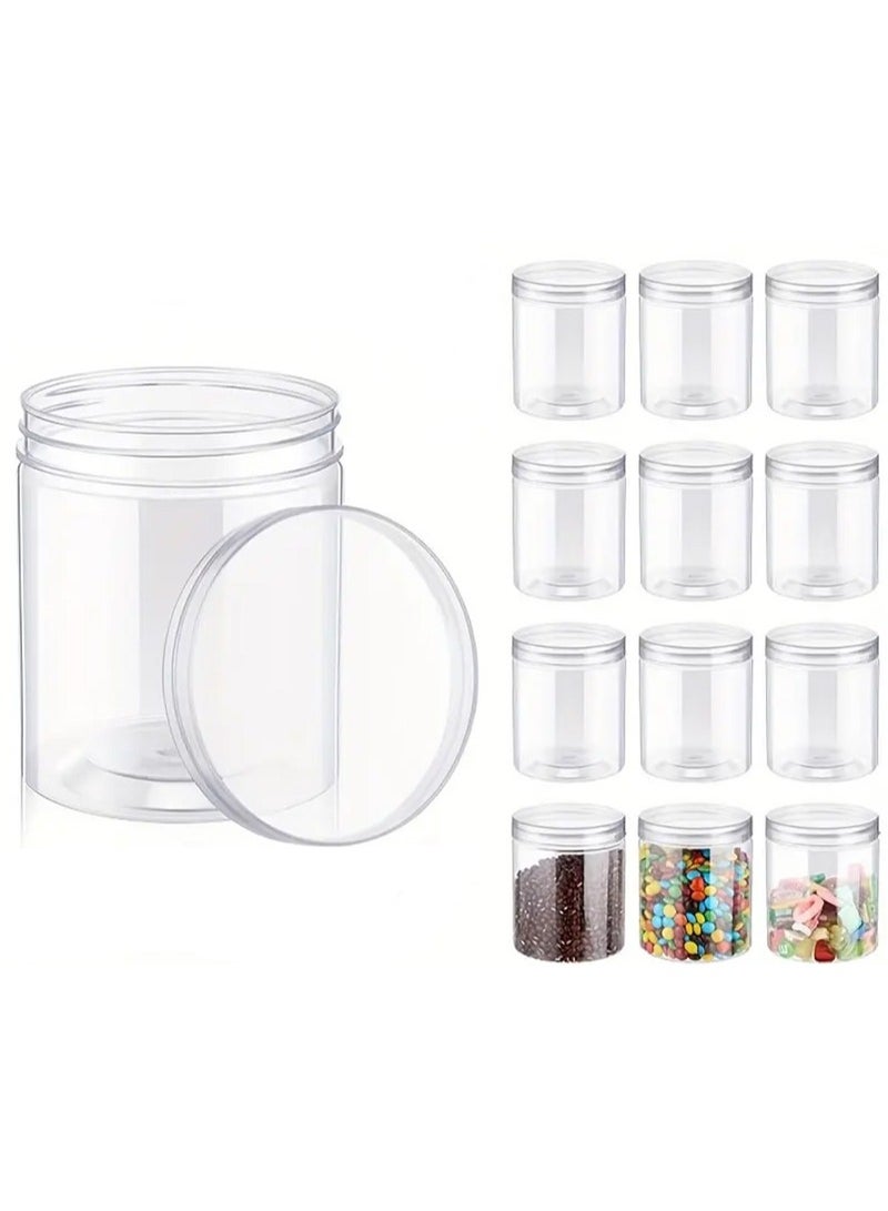 FUFU 12-Pack 8 Oz/250ml Clear Plastic Jars with Lids - Durable, Reusable Storage Containers for Kitchen, Cosmetics, Food Seasonings - Image 1