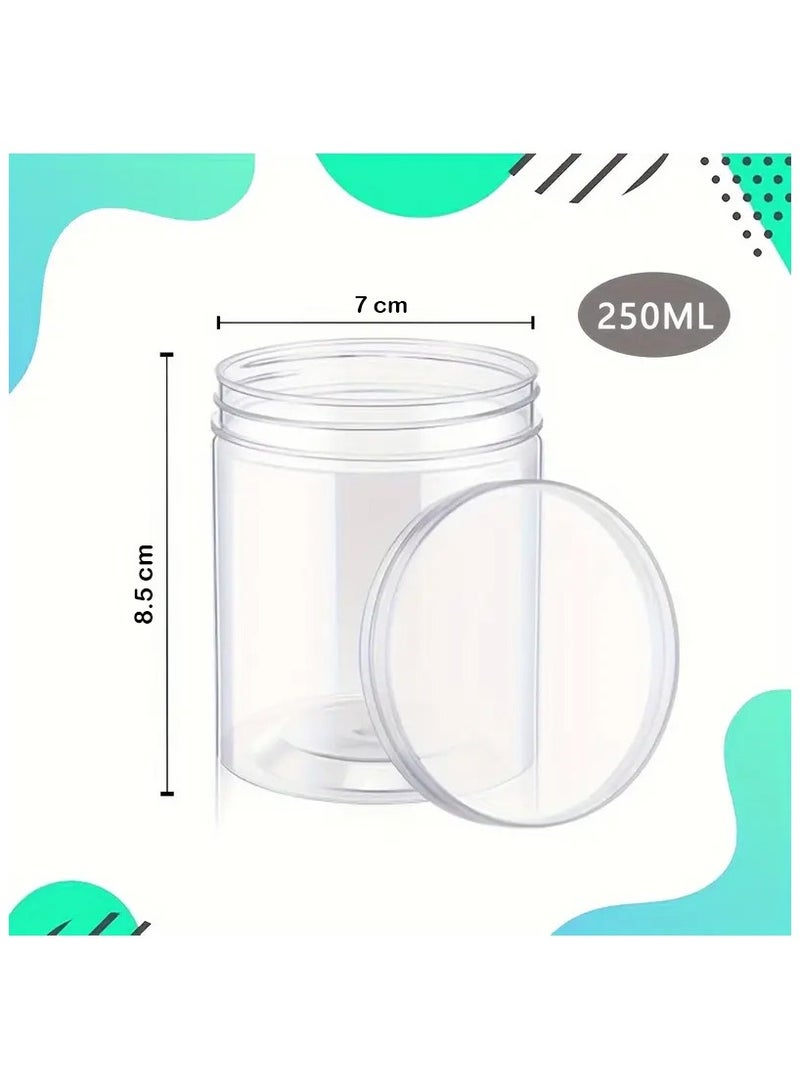 FUFU 12-Pack 8 Oz/250ml Clear Plastic Jars with Lids - Durable, Reusable Storage Containers for Kitchen, Cosmetics, Food Seasonings - Image 2